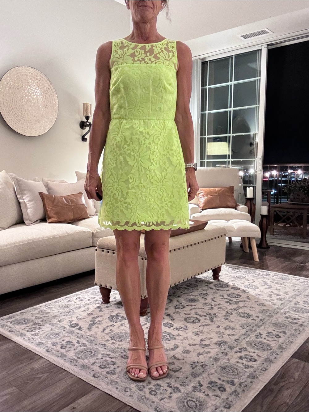 Laundry By Shelli Segal Neon Lime Lace Mini Dress
